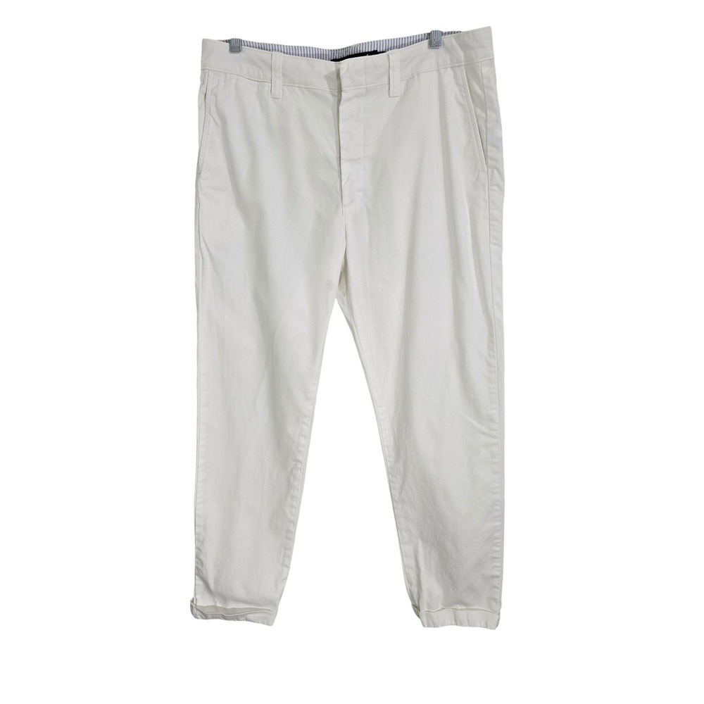 Ralph Lauren Sport Womens White Cotton Chino Pants Size 10 Embroidered Pony Logo